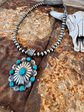 Load image into Gallery viewer, Big Concho Pendant On 6MM Stand of Desert Navajo Pearls