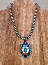 Load image into Gallery viewer, Big Concho Pendant On 6MM Stand of Desert Navajo Pearls