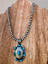 Load image into Gallery viewer, Big Concho Pendant On 6MM Stand of Desert Navajo Pearls
