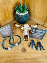 Load image into Gallery viewer, Blue Crystal Hoop & Bar Earrings