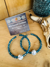 Load image into Gallery viewer, Blue Crystal Hoop & Bar Earrings