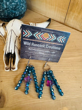 Load image into Gallery viewer, Blue Crystal Hoop & Bar Earrings