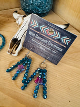 Load image into Gallery viewer, Blue Crystal Hoop & Bar Earrings