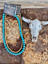 Load image into Gallery viewer, Genuine Turquoise Composite With Copper + 14K Gold Plated Hematite