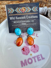 Load image into Gallery viewer, Oval Turquoise & Spiny Oyster Studs