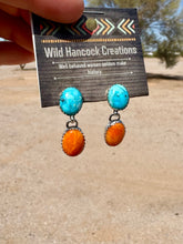 Load image into Gallery viewer, Oval Turquoise & Spiny Oyster Studs