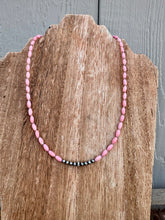 Load image into Gallery viewer, Pink Barrel Coral Necklace With Navajo Pearls