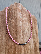 Load image into Gallery viewer, Pink Barrel Coral Necklace With Navajo Pearls
