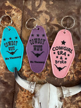 Load image into Gallery viewer, Cowgirl Era + Cowboy Wife Keychain