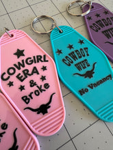 Load image into Gallery viewer, Cowgirl Era + Cowboy Wife Keychain
