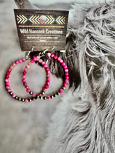 Load image into Gallery viewer, Navajo Pearl & Pink Jade Hoops