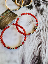 Load image into Gallery viewer, Navajo Pearl Hoops With Amber Or Moonstone