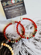 Load image into Gallery viewer, Navajo Pearl Hoops With Amber Or Moonstone