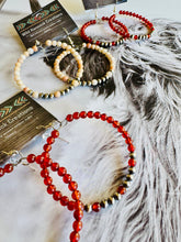 Load image into Gallery viewer, Navajo Pearl Hoops With Amber Or Moonstone