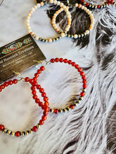 Load image into Gallery viewer, Navajo Pearl Hoops With Amber Or Moonstone