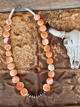 Load image into Gallery viewer, Orange Spiny Oyster Disc Necklace