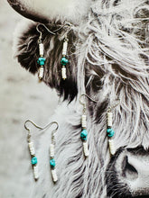 Load image into Gallery viewer, Turquoise Earrings with Navajo Pearls & Shell
