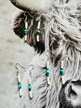 Load image into Gallery viewer, Turquoise Earrings with Navajo Pearls & Shell