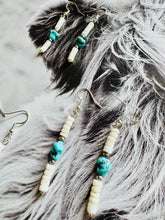 Load image into Gallery viewer, Turquoise Earrings with Navajo Pearls & Shell