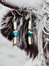 Load image into Gallery viewer, Turquoise Earrings with Navajo Pearls & Shell