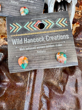 Load image into Gallery viewer, Teardrop Spiny Oyster & Turquoise Stud Earrings