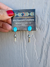 Load image into Gallery viewer, Squash Blossom Turquoise Stud Earrings