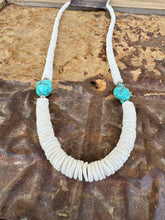 Load image into Gallery viewer, Graduated Shell With Turquoise Nuggets & Navajo Pearls