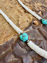 Load image into Gallery viewer, Graduated Shell With Turquoise Nuggets & Navajo Pearls