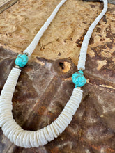 Load image into Gallery viewer, Graduated Shell With Turquoise Nuggets & Navajo Pearls