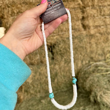 Load image into Gallery viewer, Graduated Shell With Turquoise Nuggets & Navajo Pearls