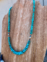 Load image into Gallery viewer, 5mm-8mm Turquoise Rondelle Necklace