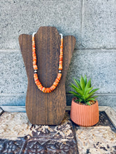 Load image into Gallery viewer, Big Graduated Orange Spiny Oyster Necklace With Navajo Pearls