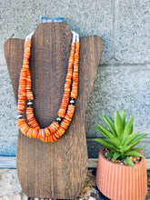 Load image into Gallery viewer, Big Graduated Orange Spiny Oyster Necklace With Navajo Pearls