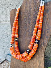 Load image into Gallery viewer, Big Graduated Orange Spiny Oyster Necklace With Navajo Pearls