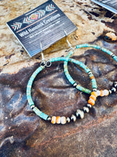 Load image into Gallery viewer, Turquoise Desert Pearl Hoop Earrings