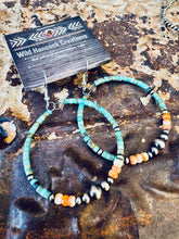 Load image into Gallery viewer, Turquoise Desert Pearl Hoop Earrings