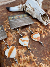 Load image into Gallery viewer, Tiger Nautilus Heart Earrings With Navajo Pearls