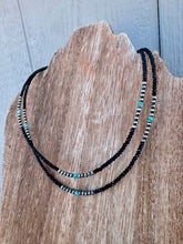 Load image into Gallery viewer, Sparkle Black Tourmaline With Navajo Pearls & Turquoise