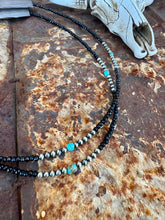 Load image into Gallery viewer, Sparkle Black Tourmaline With Navajo Pearls & Turquoise