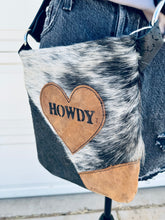 Load image into Gallery viewer, Cowhide Crossbody Purse Howdy