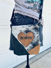 Load image into Gallery viewer, Cowhide Crossbody Purse Howdy