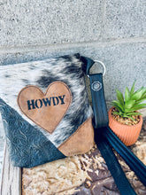 Load image into Gallery viewer, Cowhide Crossbody Purse Howdy