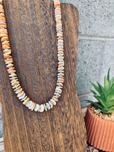 Load image into Gallery viewer, Orange Disc Spiny Oyster Necklace Lace with Turquoise Nuggets #5