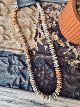 Load image into Gallery viewer, Orange Disc Spiny Oyster Necklace Lace with Turquoise Nuggets #5