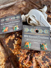 Load image into Gallery viewer, Square Mohave Turquoise & Spiny Oyster Stud Earrings