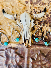 Load image into Gallery viewer, Navajo Pearl Teardrop Earrings With Turquoise