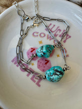 Load image into Gallery viewer, Chunky AZ turquoise Bracelet Paperclip Chain