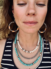 Load image into Gallery viewer, Kingman Turquoise Necklace With 8MM Navajo Pearls & Torpedo's