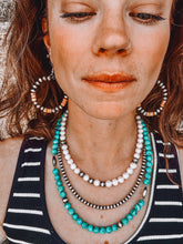 Load image into Gallery viewer, 6MM Navajo Pearl Hoop Earrings With Orange Spiny Oyster