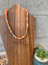 Load image into Gallery viewer, 10mm Orange Spiny Oyster Necklace with Turquoise Nuggets